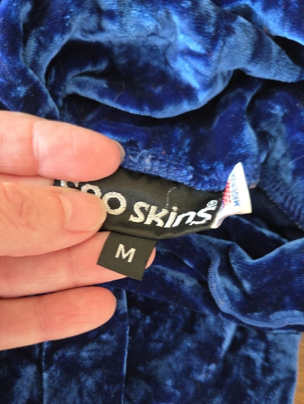 SNO SKINS Crushed Velvet Turtleneck Top - Cobalt Blue Size M - Picture 8 of 9
